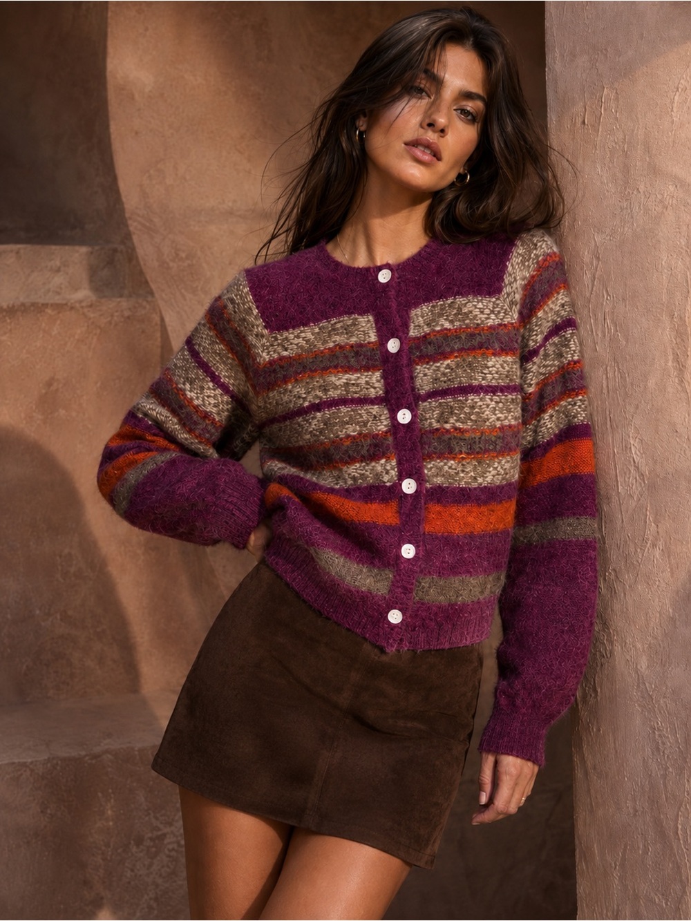 Nation LTD NWOT Vintage Stripe Alpaca Cotton Carmela Cardigan, Size S